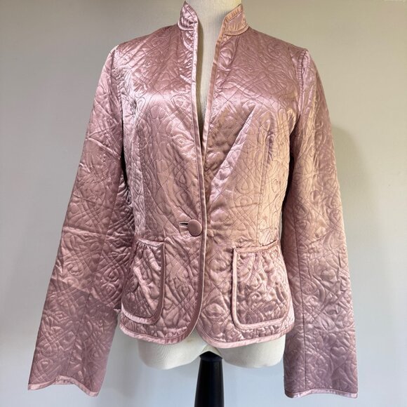 BANANA REPUBLIC Vintage Pink Quilted Silk Jacket - Picture 1 of 9